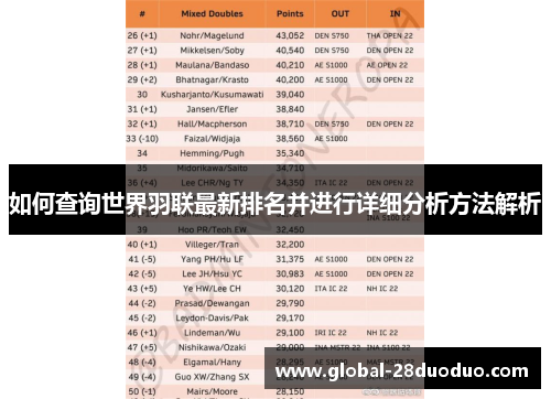 如何查询世界羽联最新排名并进行详细分析方法解析